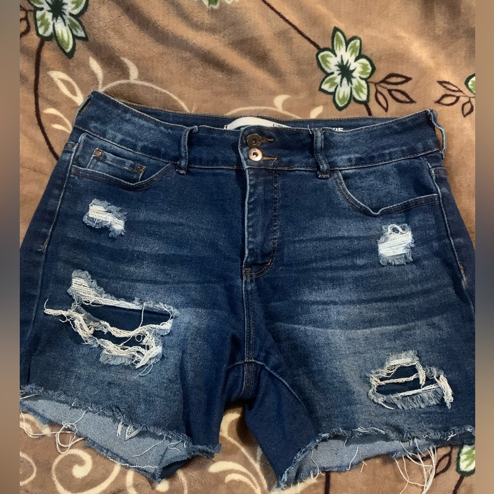 Jackie’s blue Jean shorts